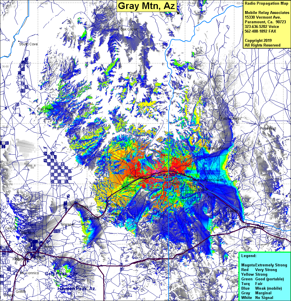 heat map radio coverage Gray Mtn